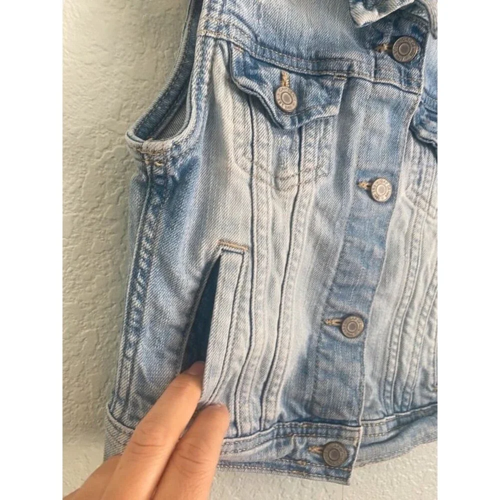 Gap Kids Distressed Blue Jean Denim Vest Indie Y2K 4/5 XS